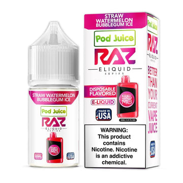 Straw Watermelon Bubblegum ICE SALT - Raz X Pod Juice - 30ml
